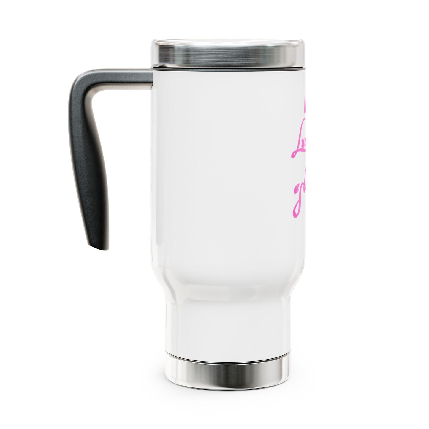 Pink LE Stainless Steel Travel Mug with Handle, 14oz