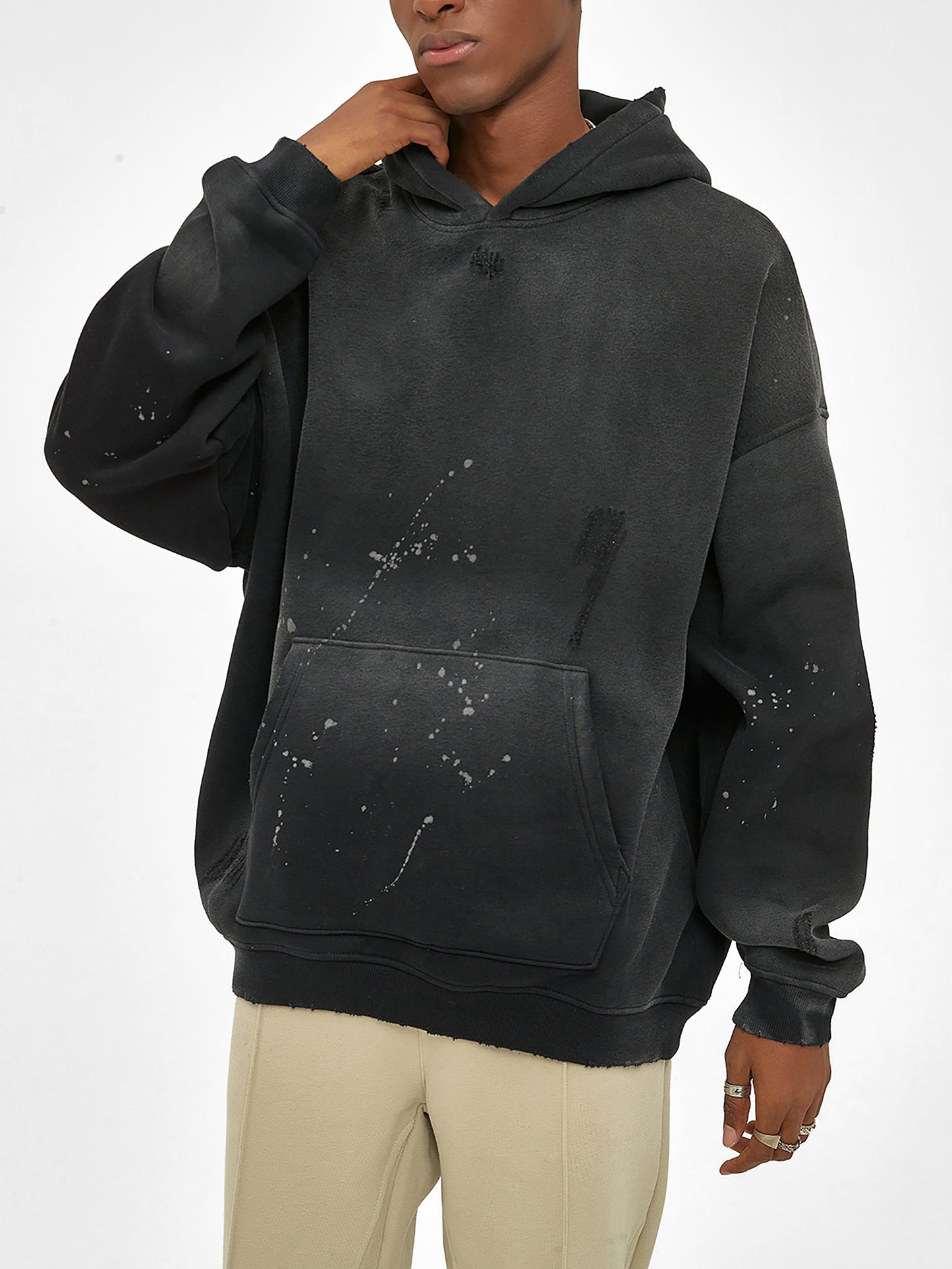 LE Vintage Wash Frayed Fleece Hoodie