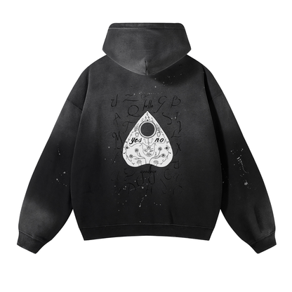 Ouija Vintage Wash Frayed Fleece Hoodie