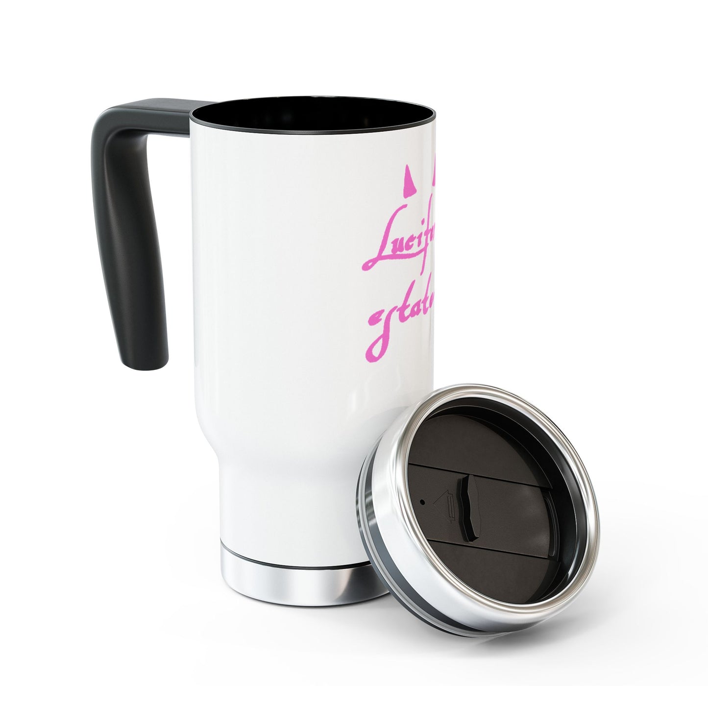 Pink LE Stainless Steel Travel Mug with Handle, 14oz